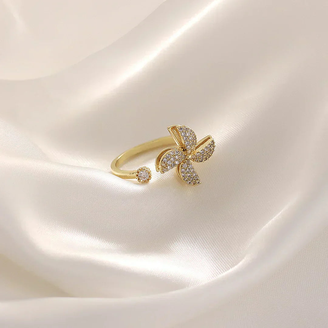 Golden Adjustable Stone Windmill Rotating Ring